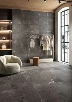 Coem Ceramiche Carrelage Grès Cérame Effet Pierre MOUNT NERO ANTISLIP 60X120 - 1,44m² -Carrelage Soldes carrelage gres cerame effet pierre mount nero antislip 60x120 144m 2